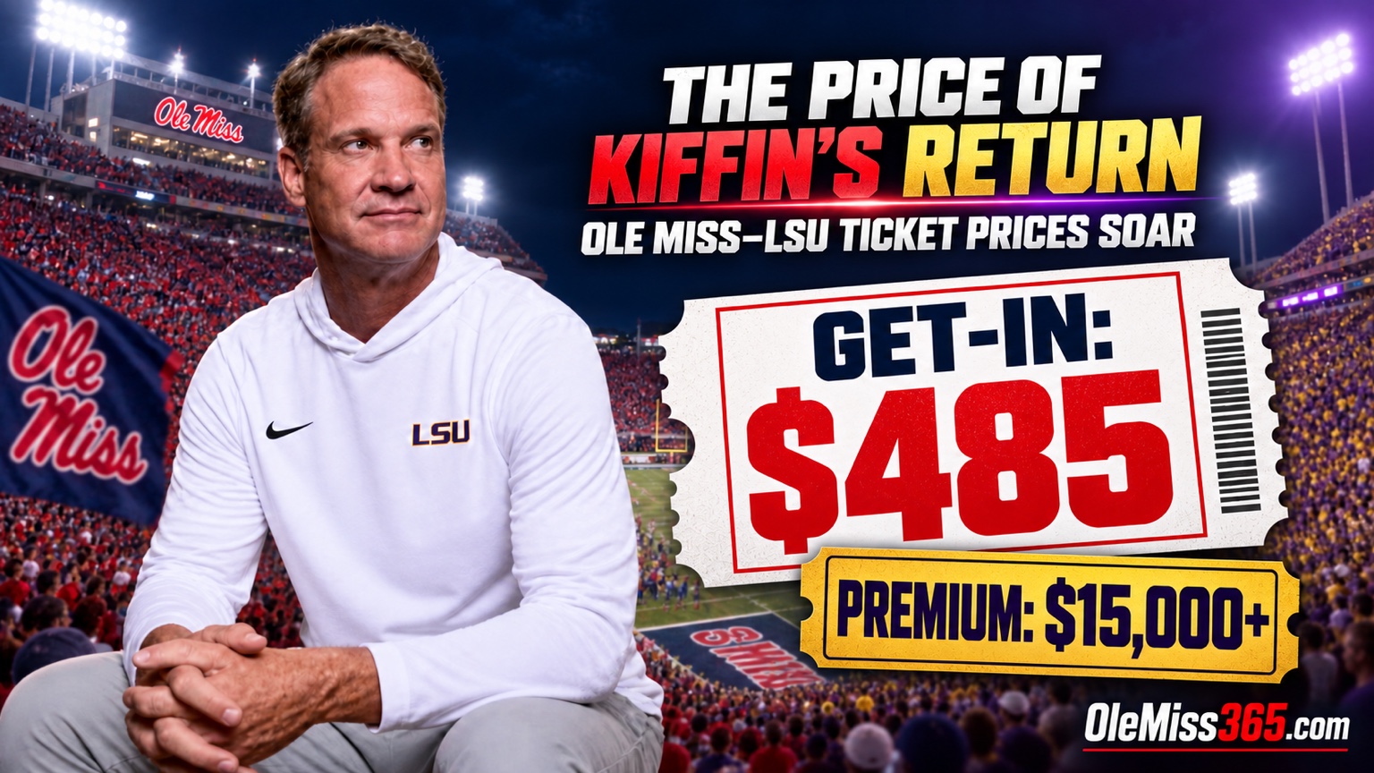 Kiffin’s return drives Ole Miss-LSU ticket prices to historic heights